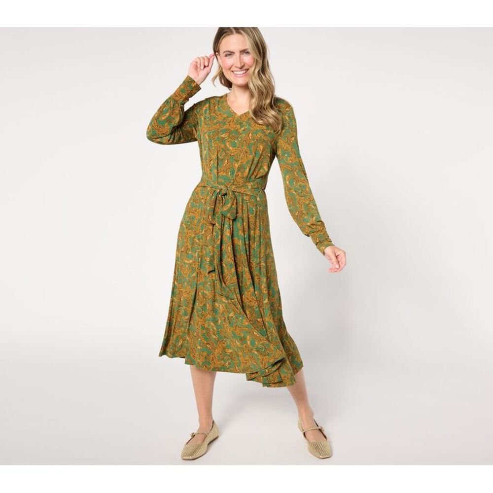 Studio Park Women's Dress Sz L X Jane Treacy Faux Wrap Knit Multi-colored
